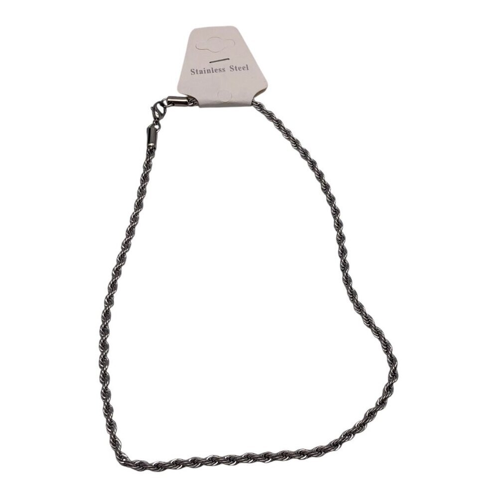 4mm Mens Stainless Steel Twist‎ Rope Chain Necklace 18in With Lobster Clasp - Picture 6 of 12